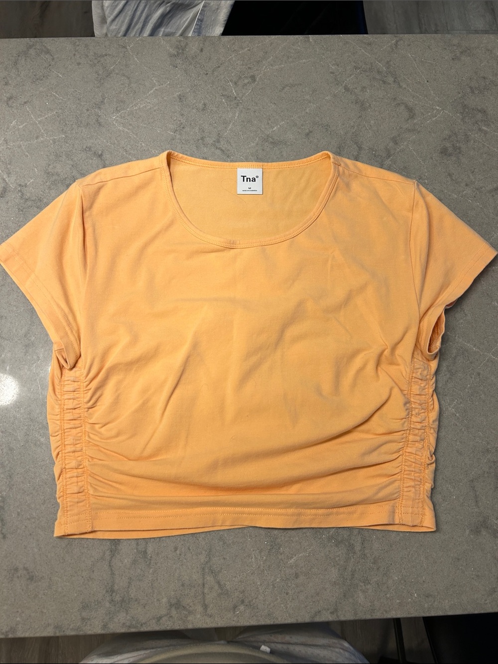 TNA Peach Ruched-Side Crop Top